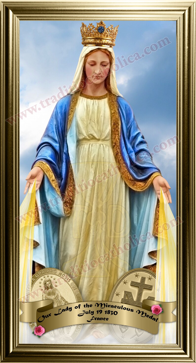 Our Lady of the Miraculous Medal Handcrafted Framed Prints. 7x14 Size ...