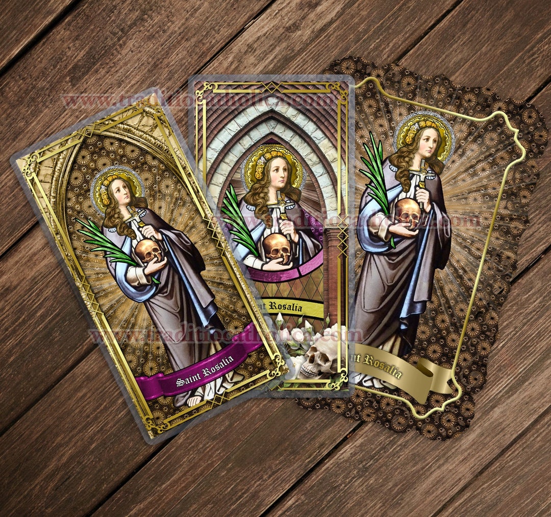 Saint Rosalia of Palermo Laminated Catholic Holy Prayer Cards. St
