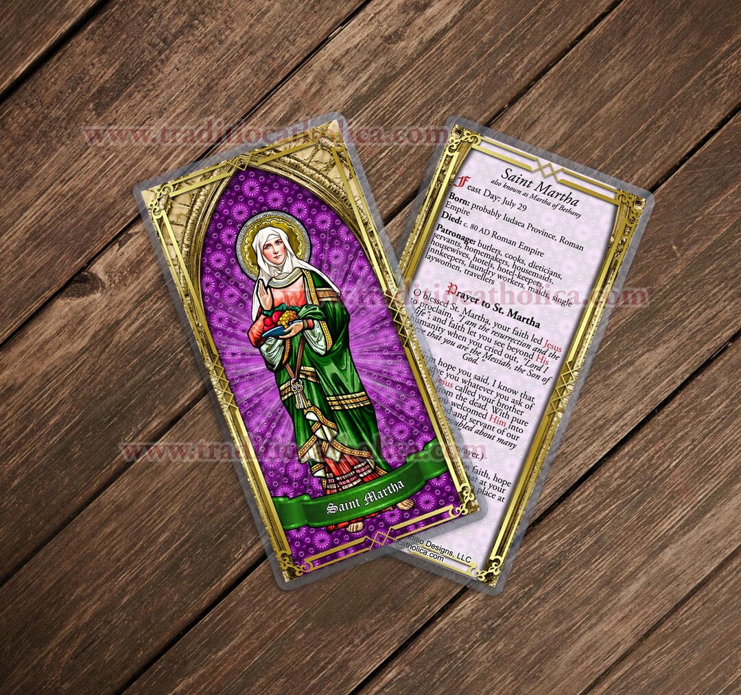 Saint Martha of Bethany Laminated Catholic Holy Prayer Cards. St ...
