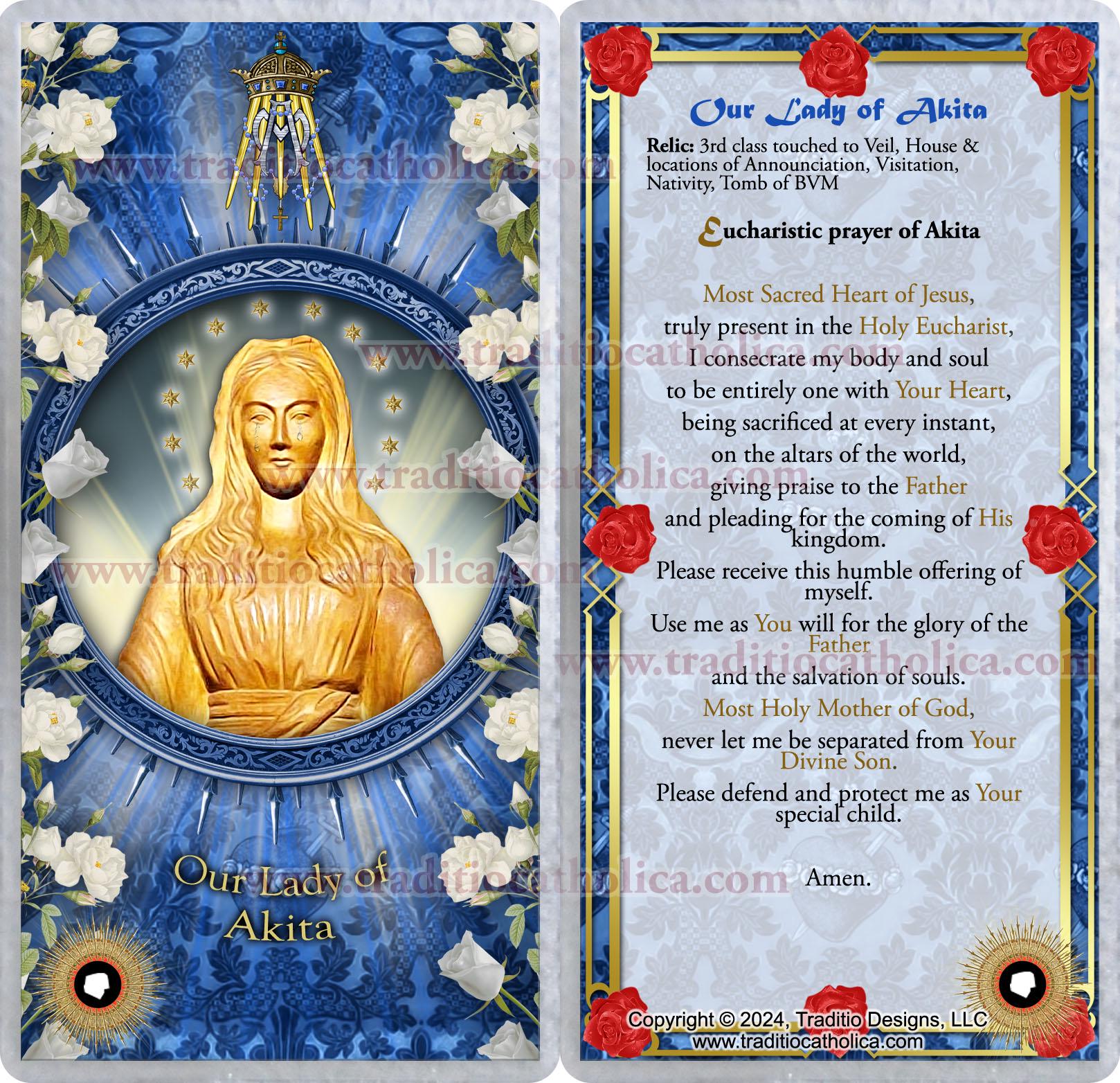 Our Lady of Akita Laminated Holy Prayer Cards. Our Lady of Akita Statue ...
