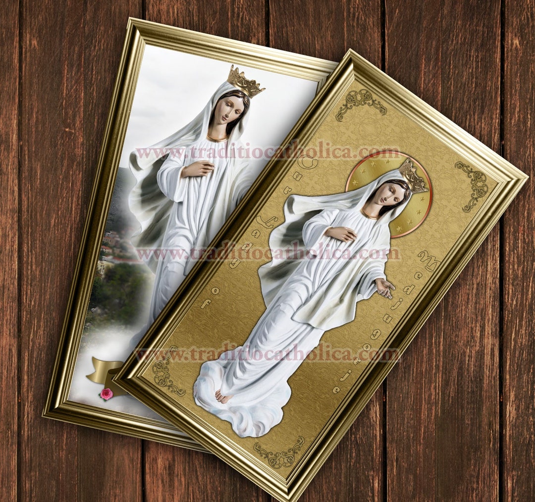 Our Lady of Medjugorje Handcrafted Framed Prints. 7x14 Size. Our Lady ...