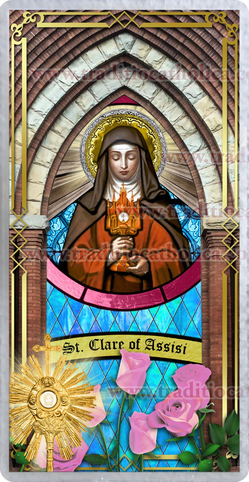 Saint Clare of Assisi Italy laminated Prayer cards. St. Clare | Etsy