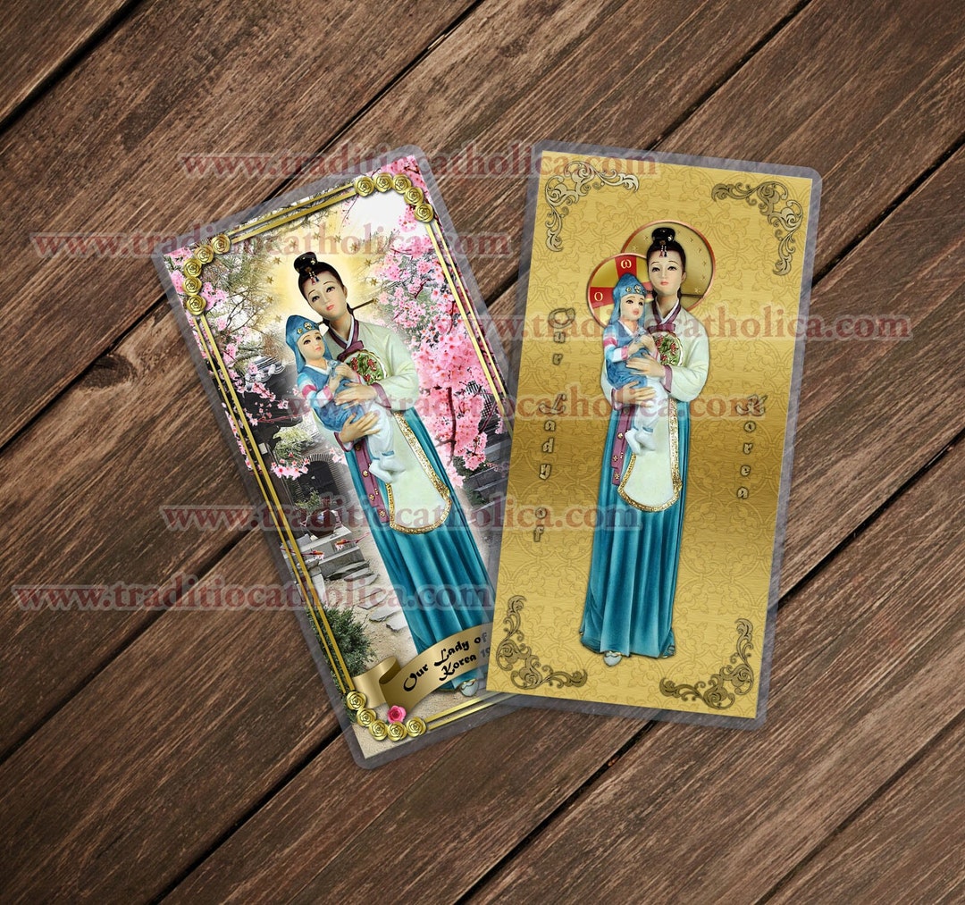 Our Lady of Korea, Laminated Catholic Holy Prayer Cards. Our Lady of