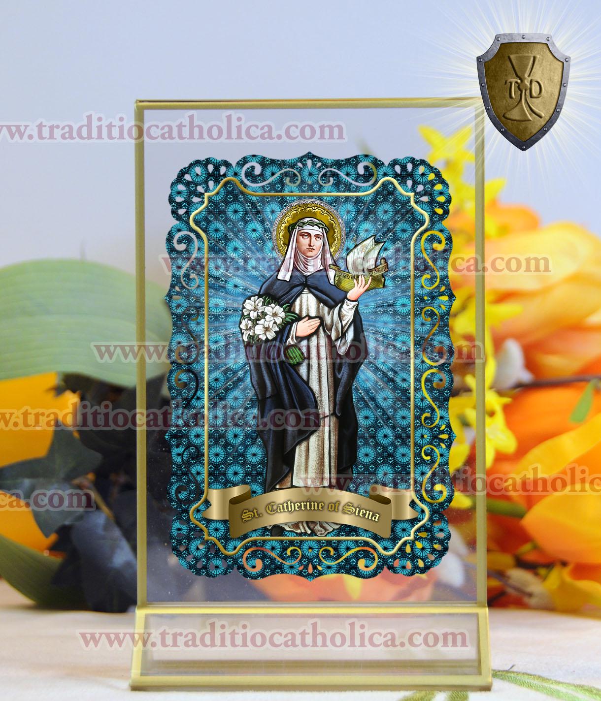 Saint Catherine of Siena Laminated Holy Prayer Cards. St