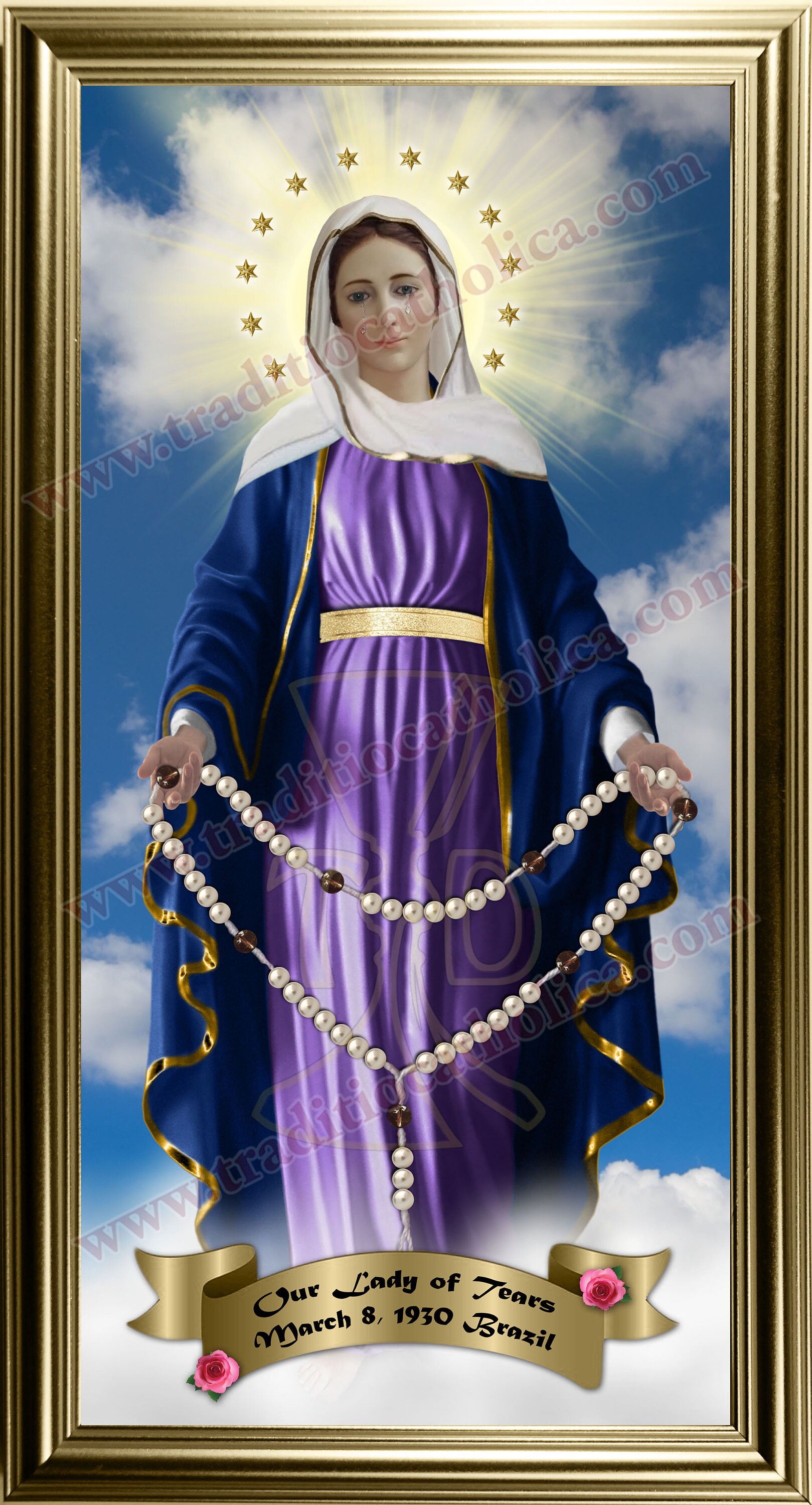 Our Lady of Tears Handcrafted Framed Prints. 7x14 Size. Our Lady of ...