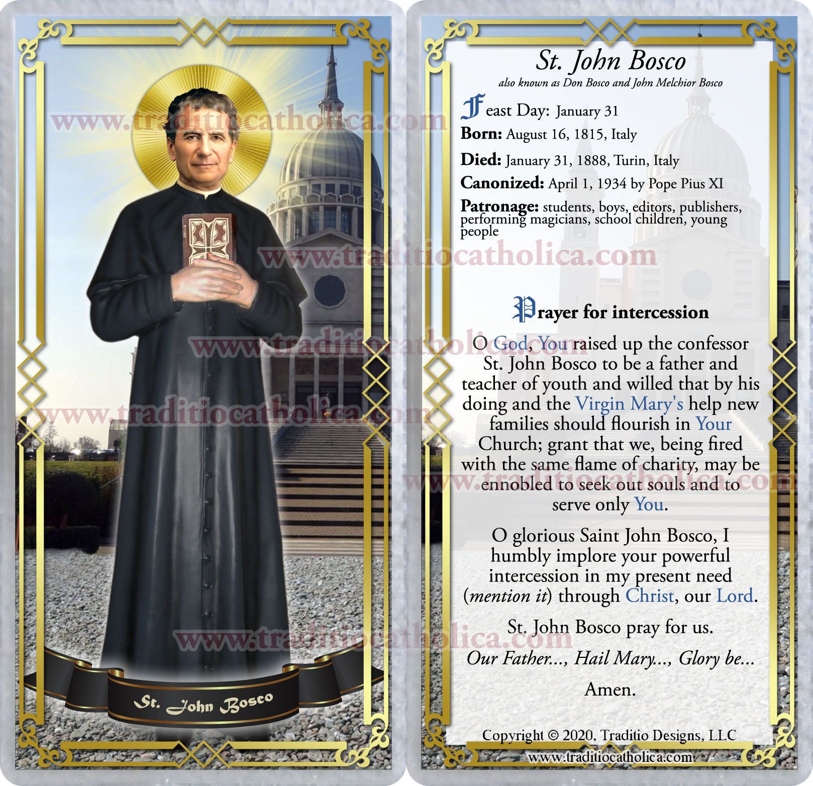Reliquienkarte 3. Klasse – Heiliger Johannes Bosco, Schutzpatron Der Jugend