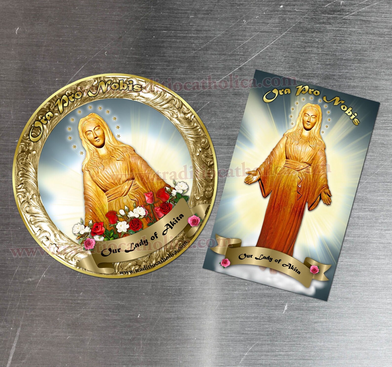 Our Lady of Akita, Japan Gold Round and Rectangular Custom Refrigerator ...