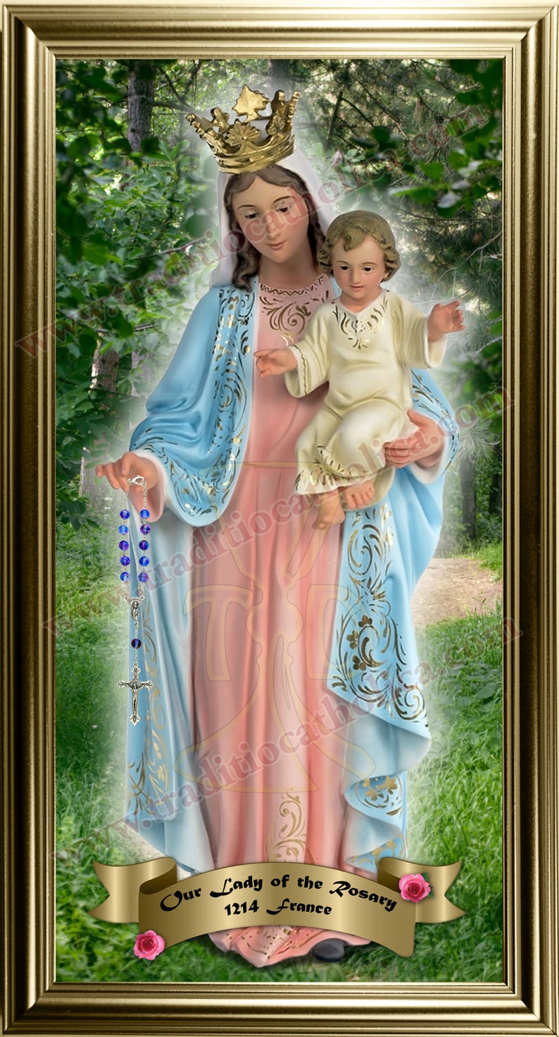 Our Lady of the Rosary Handcrafted Framed Prints. 7x14 Size. Our Lady ...