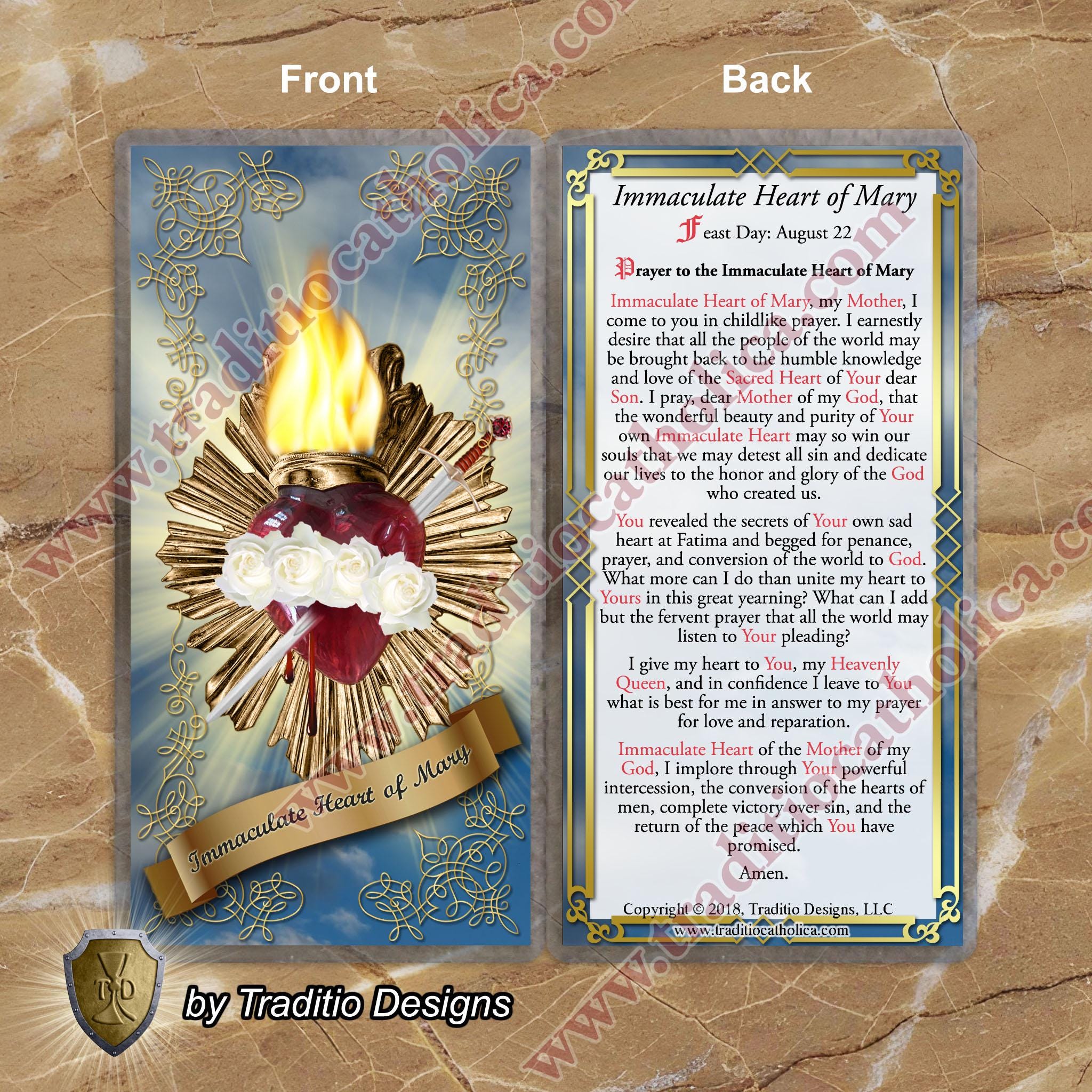 Immaculate Heart of Mary Stained Glass and Sculpture Laminated Holy ...