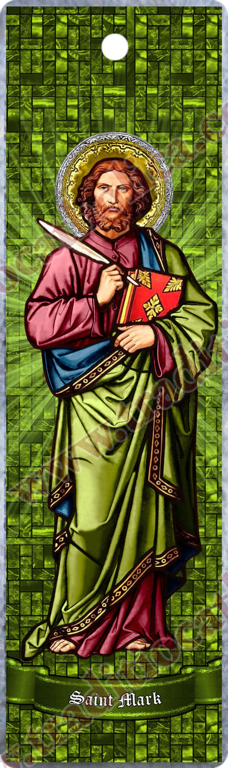 Saint Mark the Evangelist CLEAR See-through Stained Glass Laminated ...