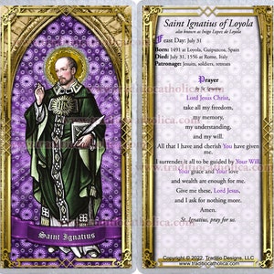St. Ignatius of Loyola Stained Glass Laminated Holy Prayer Cards ...