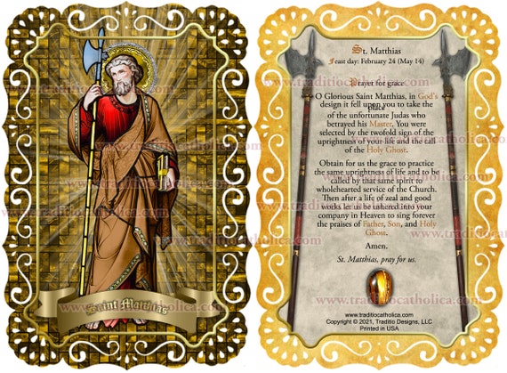 Saint Matthias the Apostle Catholic Holy Prayer Cards. St. - Etsy 日本