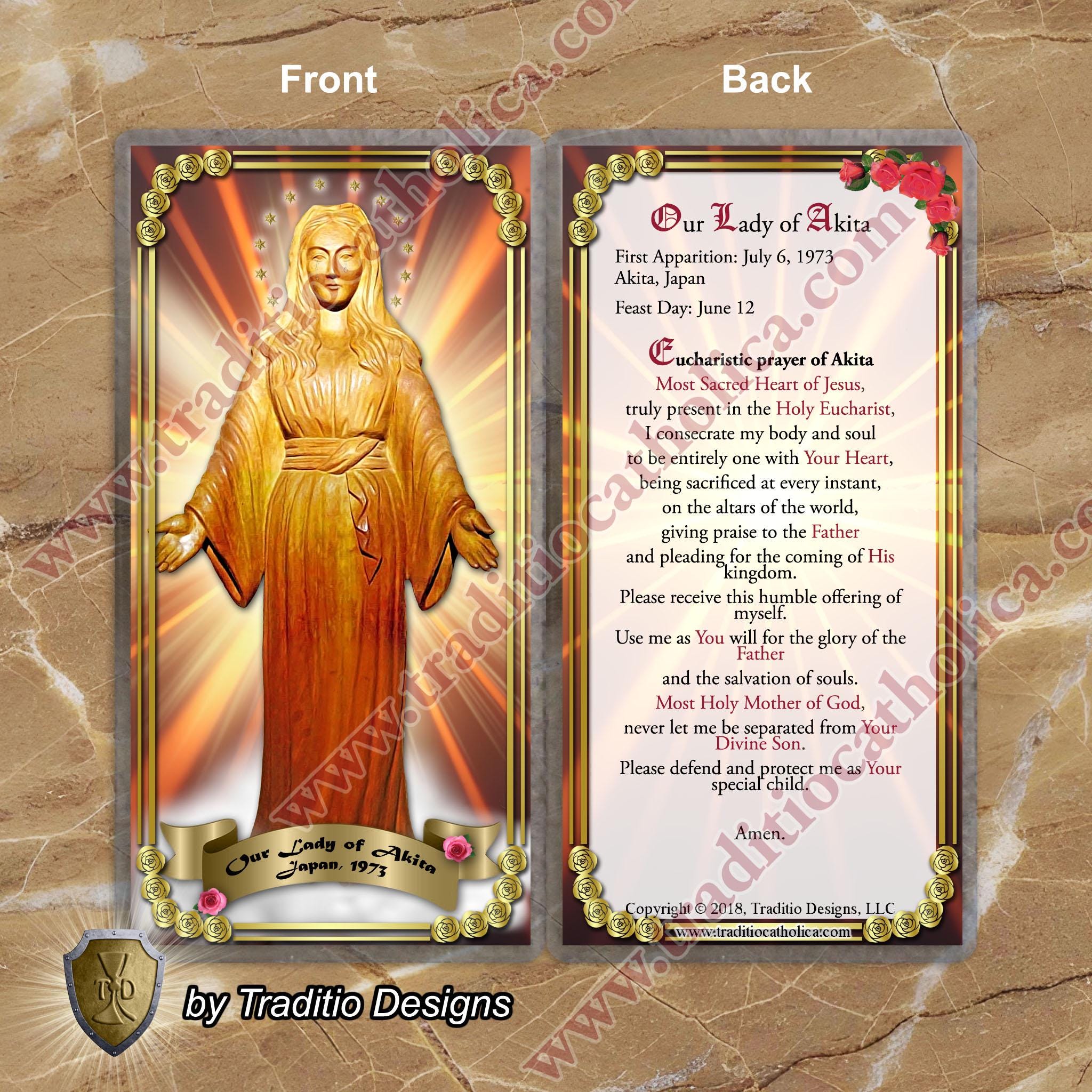 Our Lady of Akita Laminated Holy Prayer Cards. Our Lady of Akita Statue ...