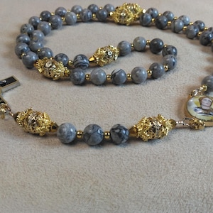 St. Joan of Arc Royal Limited Edition Precious Holy Rosary with 18K Gold plating, high quality stones and prayer card.