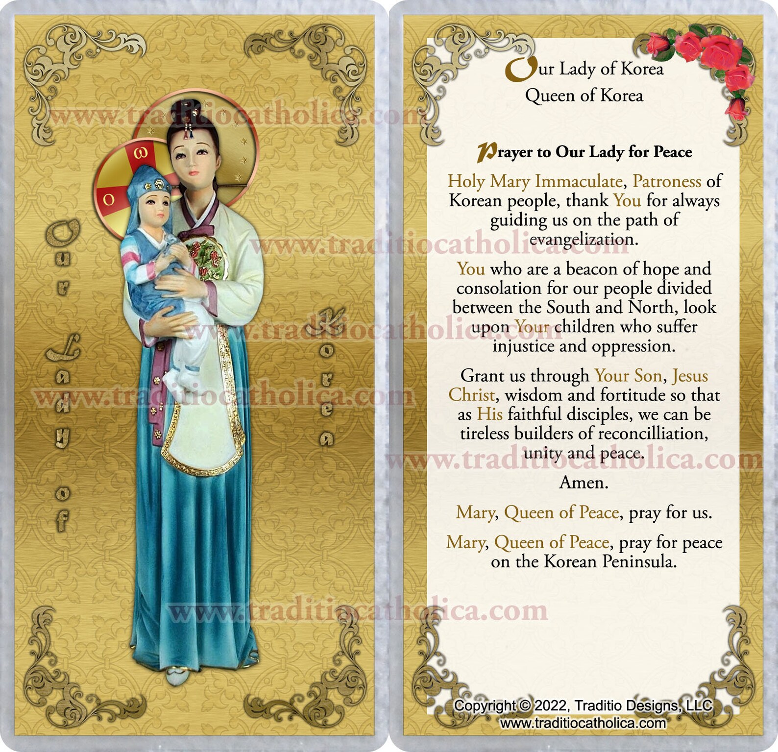 Our Lady of Korea Laminated Catholic Holy Prayer Cards. Our Etsy UK