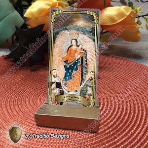 Our Lady of Las Lajas laminated Catholic Holy Card. Our Lady of Las Lajas apparition Art.
