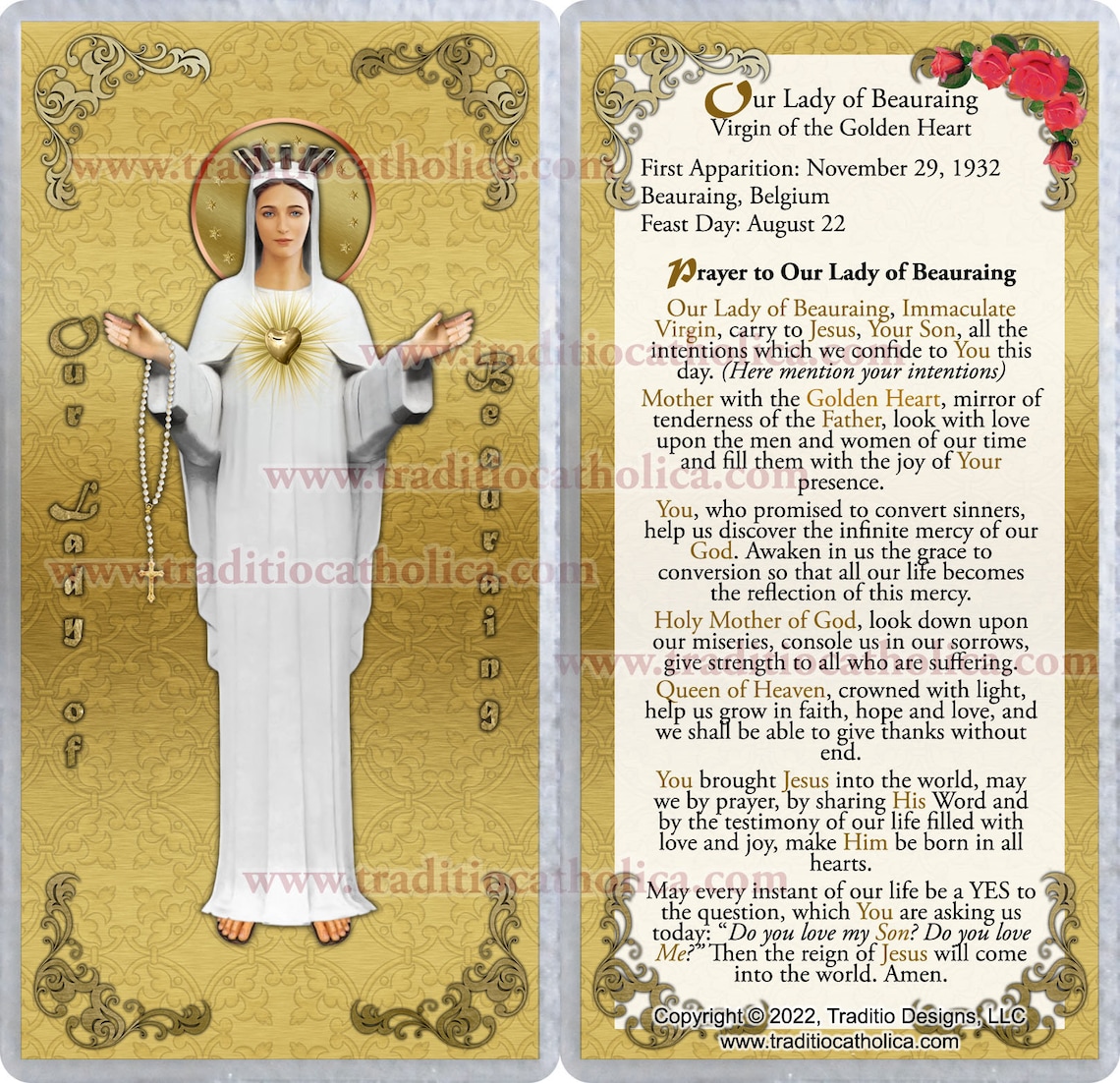 Our Lady of Beauraing Belgium Laminated Catholic Holy Prayer Etsy