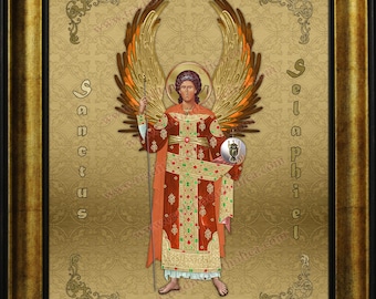 Saint Selaphiel handcrafted framed prints in various sizes and styles.