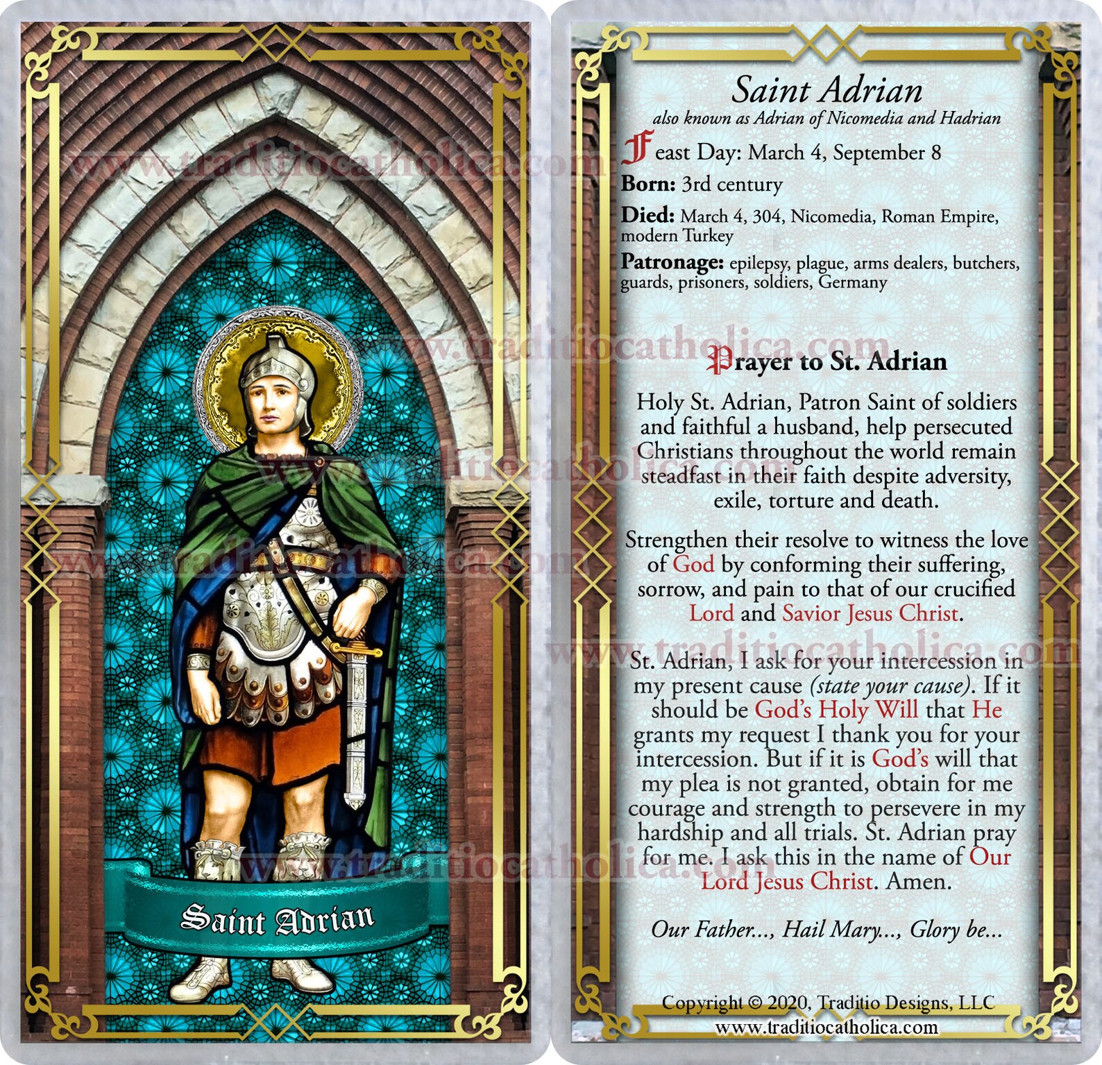 Saint St. Adrian patron of soldiers and epilepsy laminated Etsy