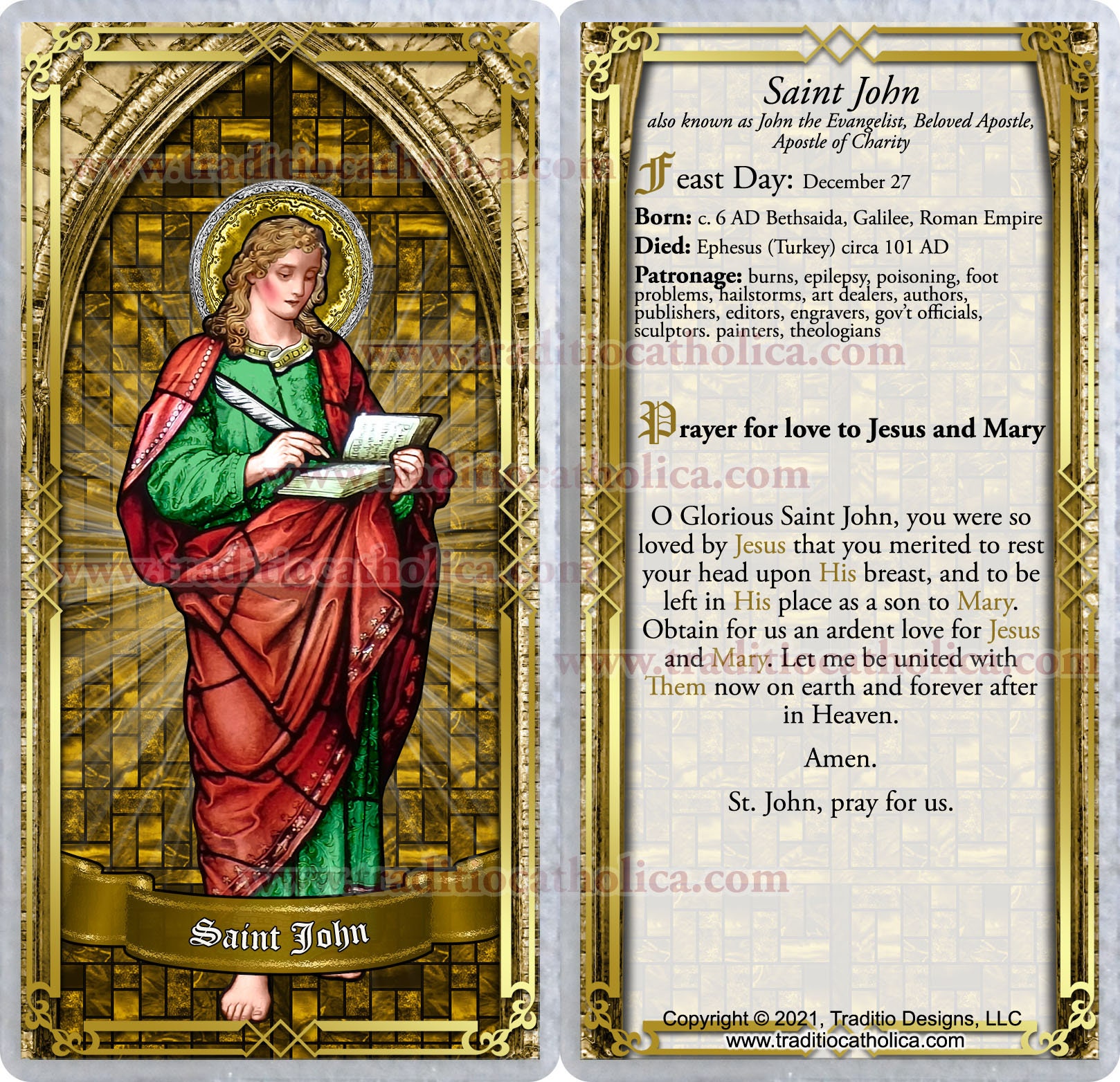 Twelve (12) Apostles Stained Glass Catholic Holy Prayer Card Gift Set ...