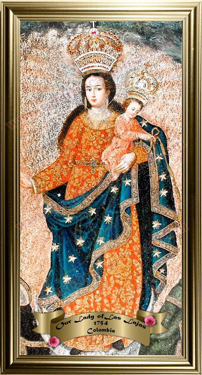 Our Lady of Las Lajas Handcrafted Framed Prints. 7x14 Size. Our Lady of ...