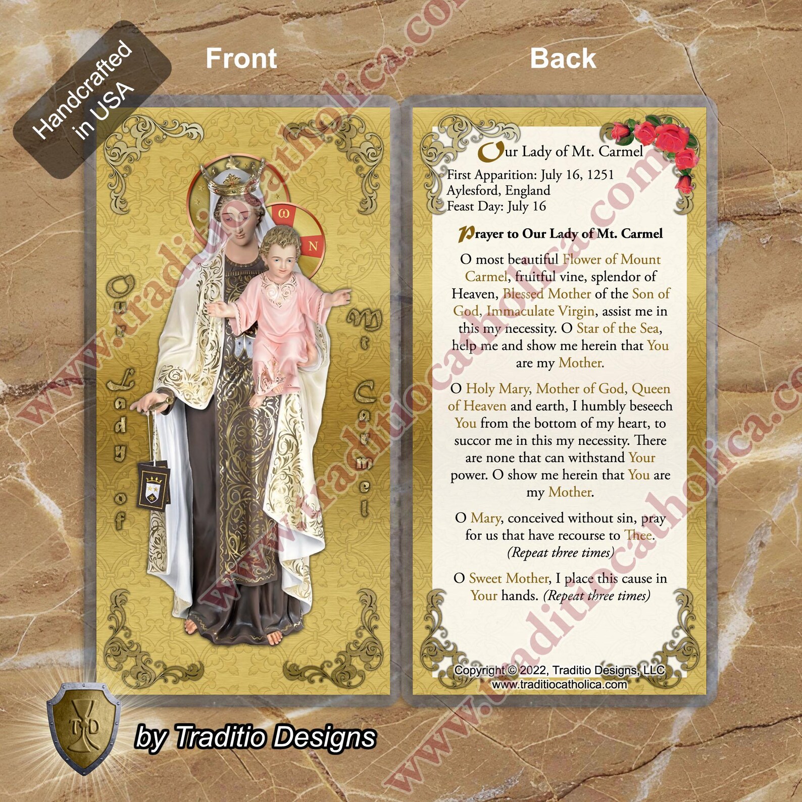Our Lady of Mt Mount Carmel Laminated Catholic Holy Cards. Our Lady of ...
