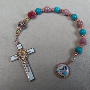 Our Lady of Guadalupe Tilma Limited Edition Royal Precious Decade Relic Rosary with 18K Rose Gold plating and quality stones