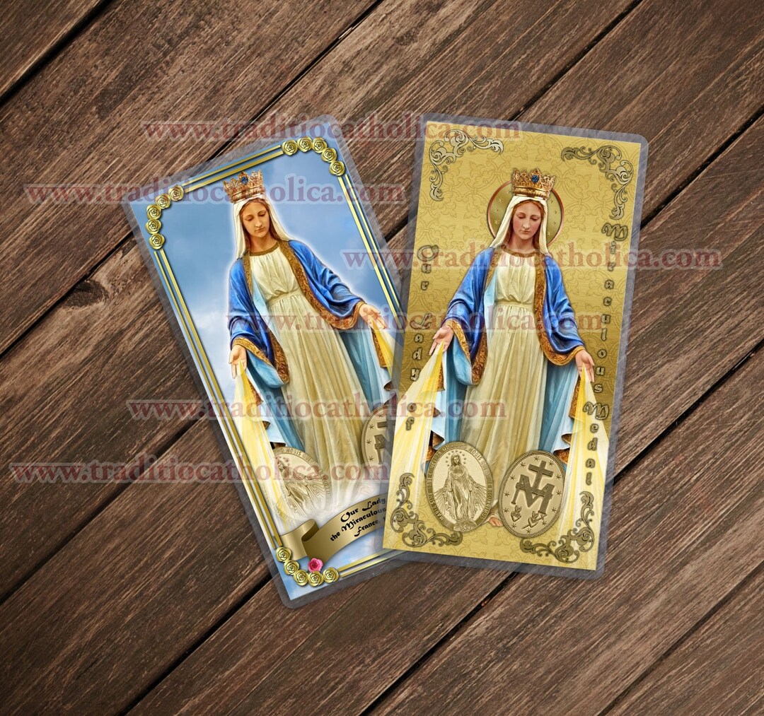 Our Lady of the Miraculous Medal France Laminated Catholic Holy Cards ...
