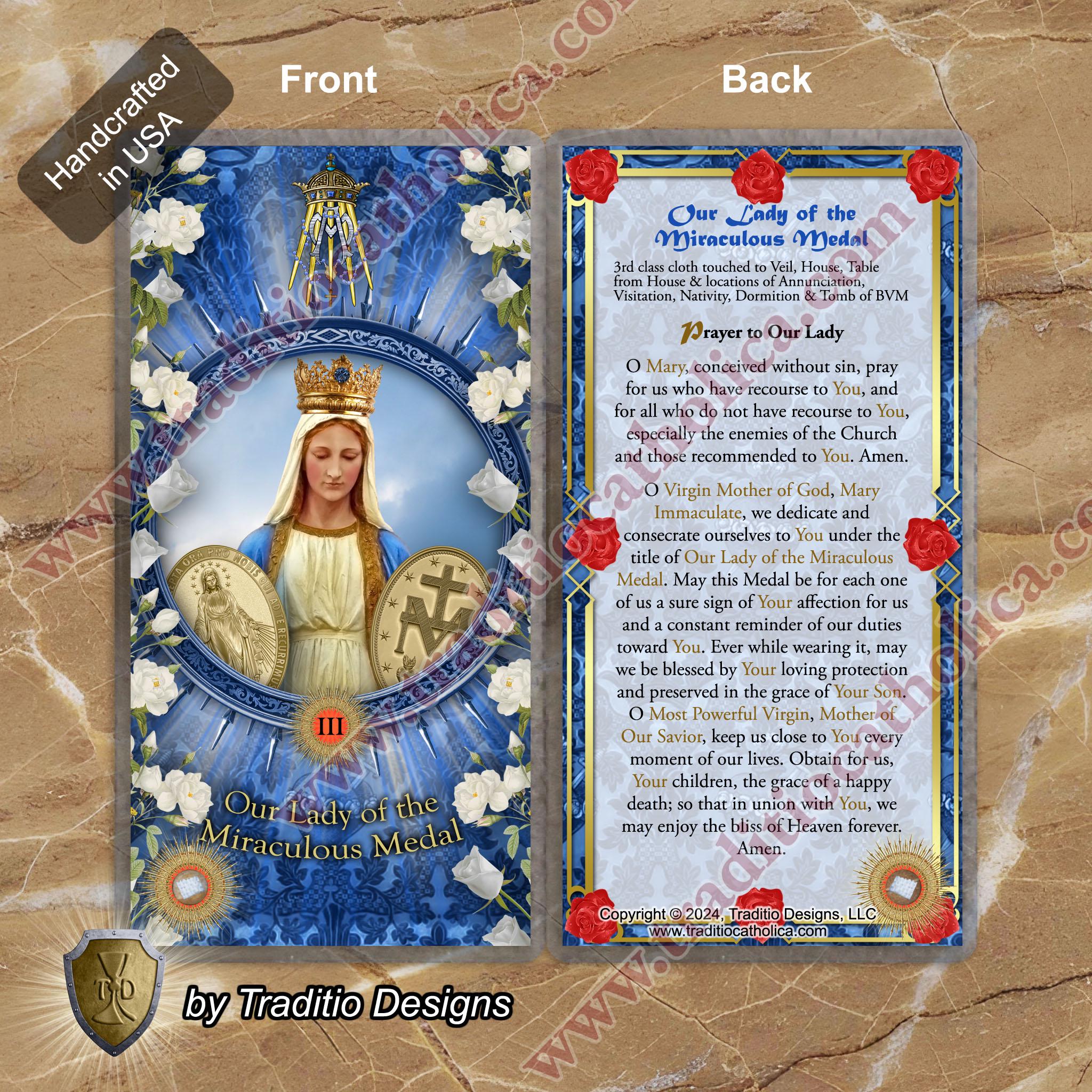 Our Lady of the Miraculous Medal France Laminated Catholic Holy Cards ...