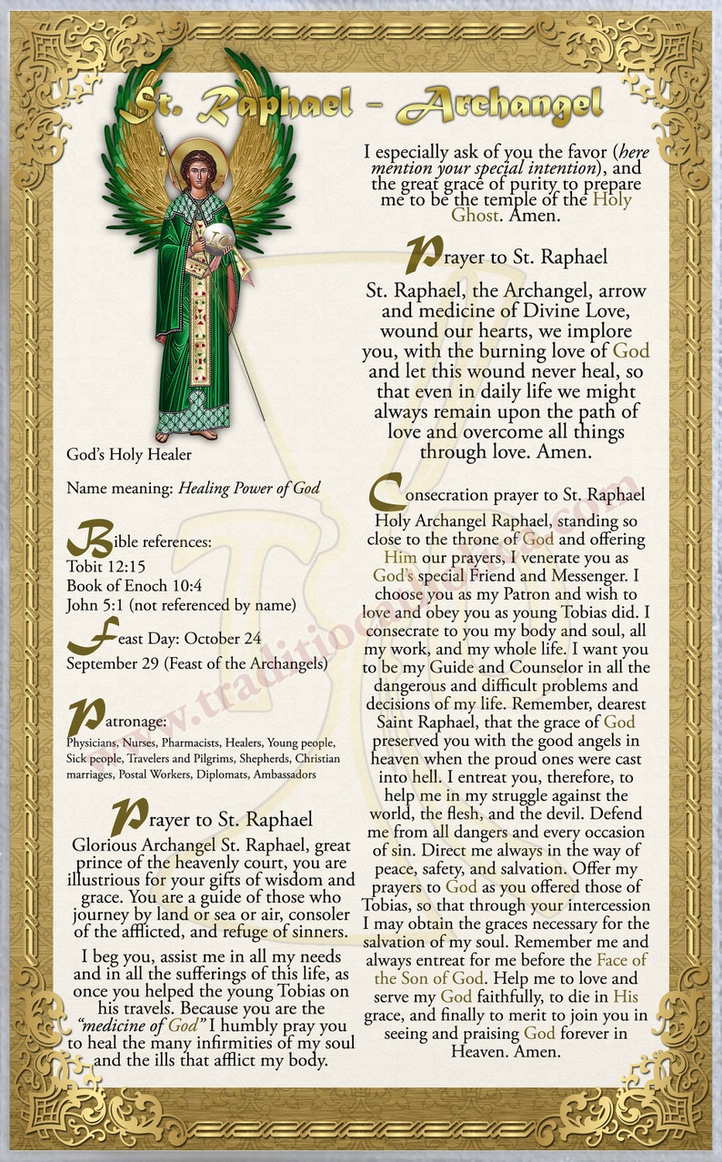 Saint Raphael the Archangel Large Laminated Orthodox Icon Style Holy ...