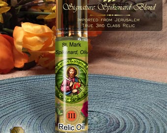 St. Mark the Evangelist Relic Anointing Oil | Swollen Glands, Insect Bites & Impatience | Oil or Card Set