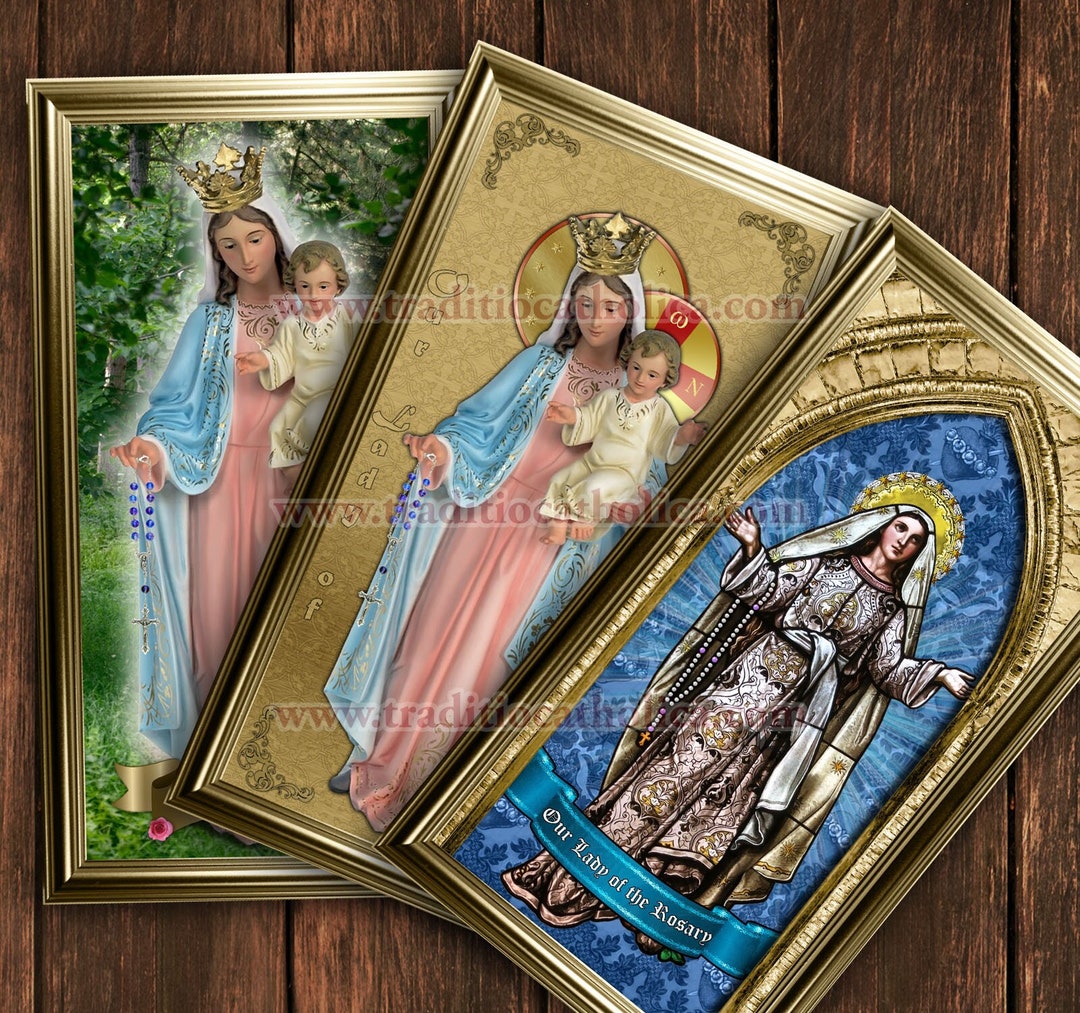 Our Lady of the Rosary Handcrafted Framed Prints. 7x14 Size. Our Lady ...