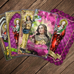 Saint Apollonia, Ancient Egypt laminated Holy Prayer cards. Dental problems and Dentist patron intercession prayer. St. Apollonia prayers.