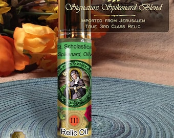 St. Scholastica Relic Anointing Oil | Convulsions in Children, Asthma & Learning Disabilities | Oil or Card Set