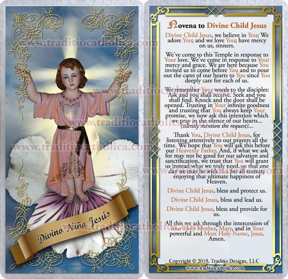 Oración católica al Divino Niño Oración de novena al Divino
