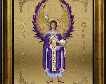 Saint Gabriel handcrafted framed prints in various sizes and styles.
