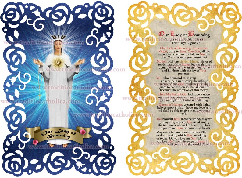 Our Lady of Beauraing Belgium Laminated Catholic Holy Prayer Cards ...