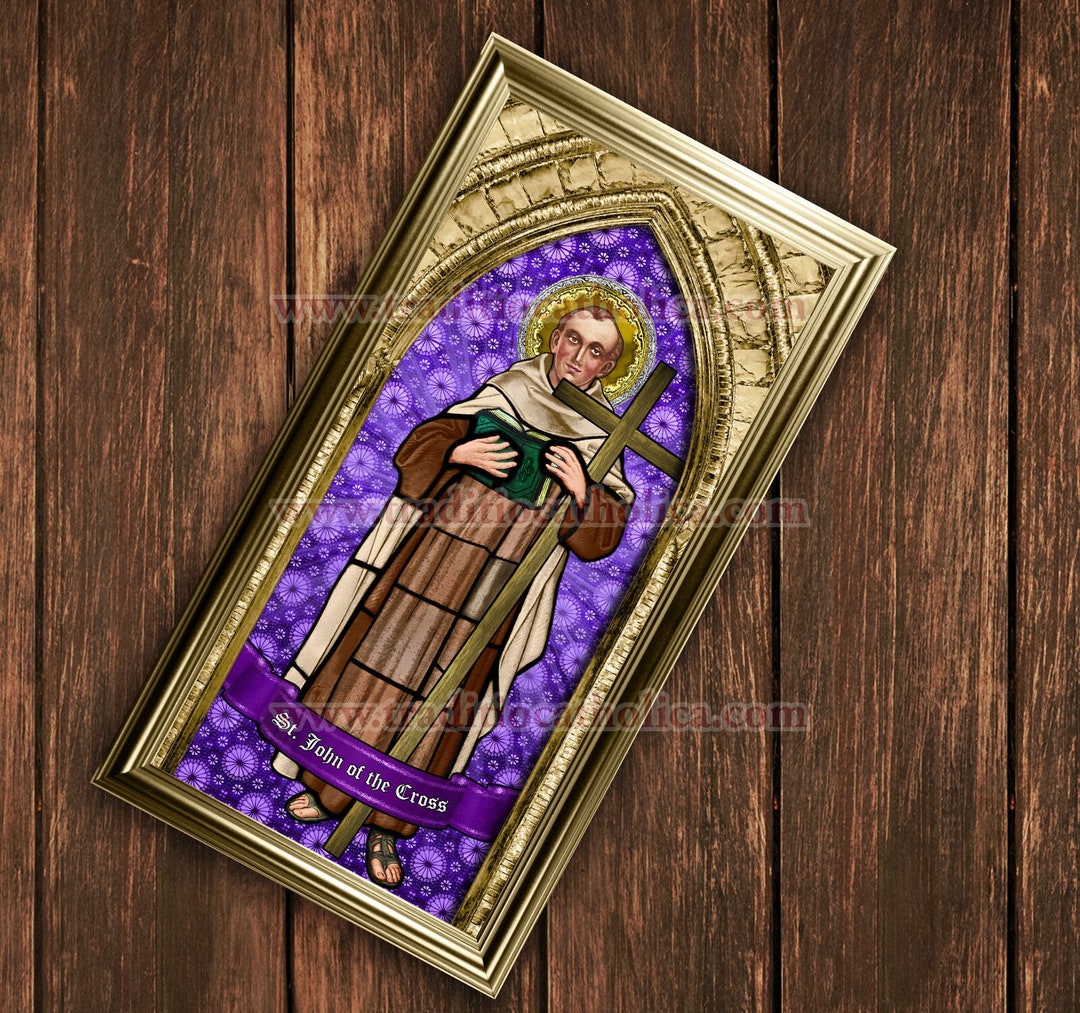 Saint John of the Cross Stained Glass Handcrafted Framed Print. 7x14 ...