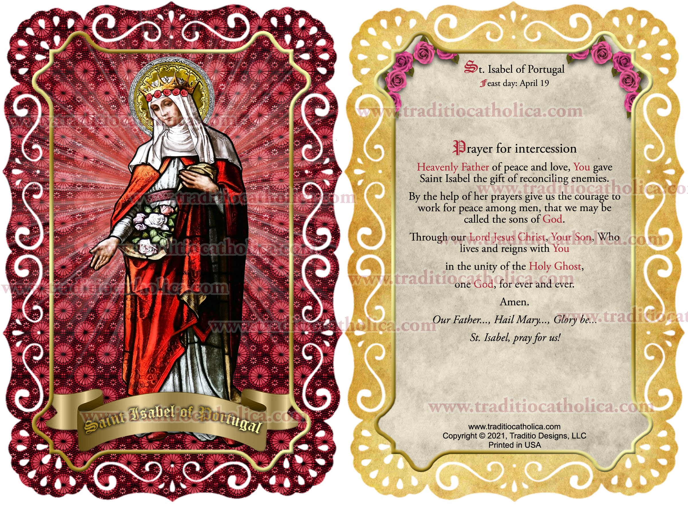 Saint Isabel of Portugal, Patron of Difficult Marriages - Stained Glass ...
