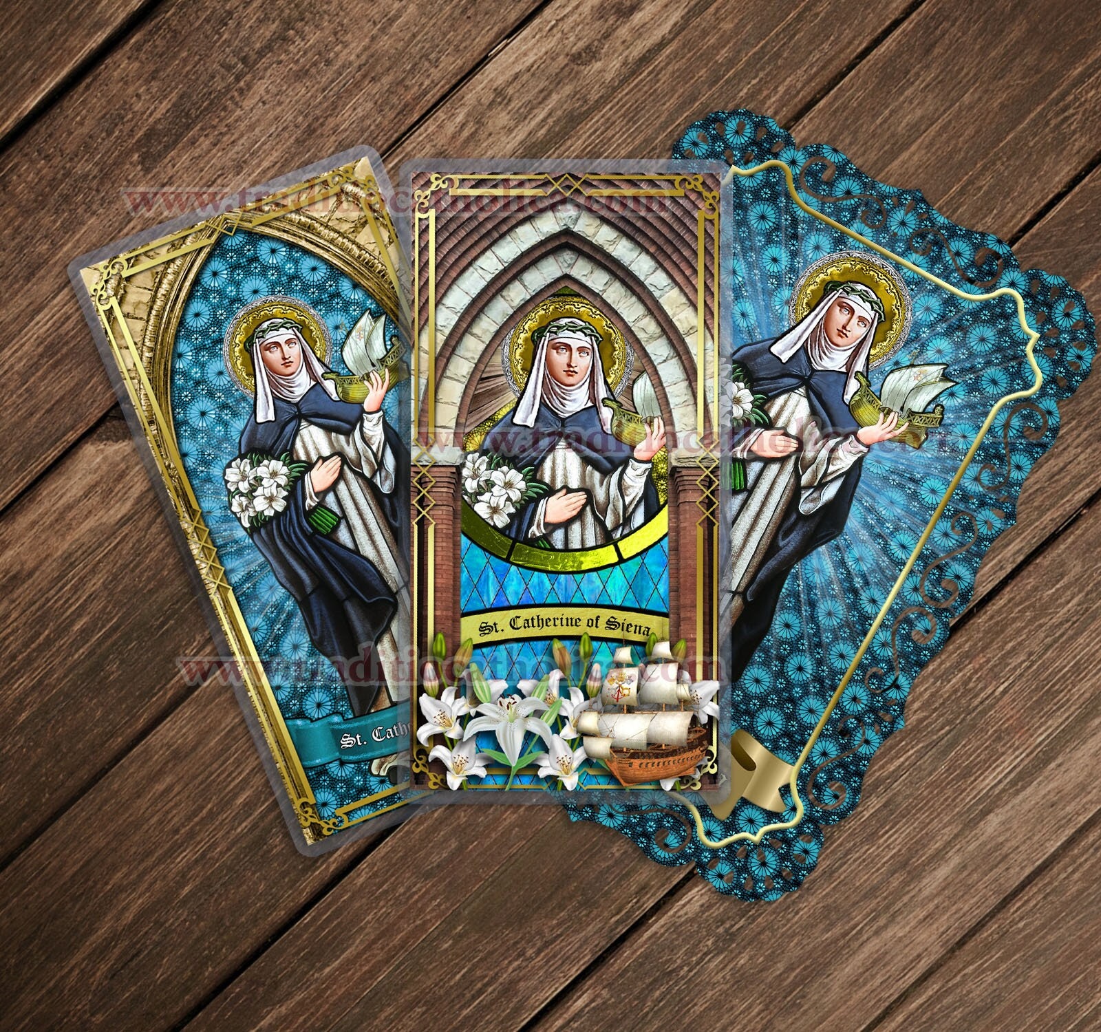 Saint Catherine of Siena Laminated Holy Prayer Cards. St