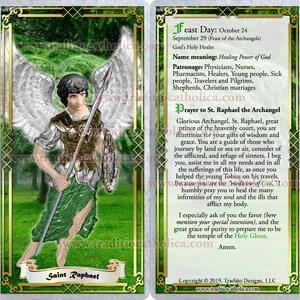 St. Saint Raphael Archangel Laminated Holy Prayer Cards. - Etsy Ireland