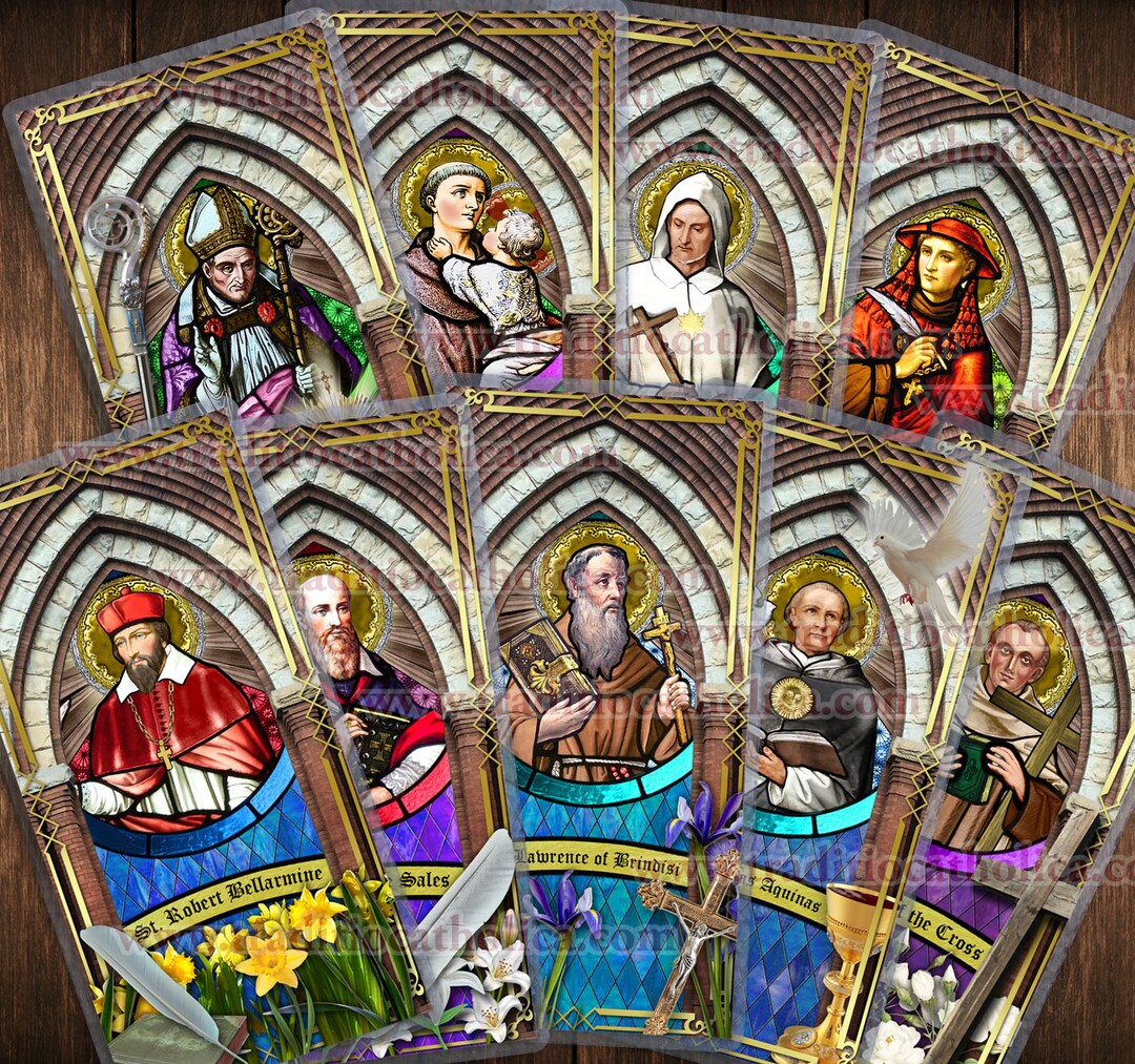 Male Doctors of the Church Stained Glass Holy Card Set 5% OFF. St ...