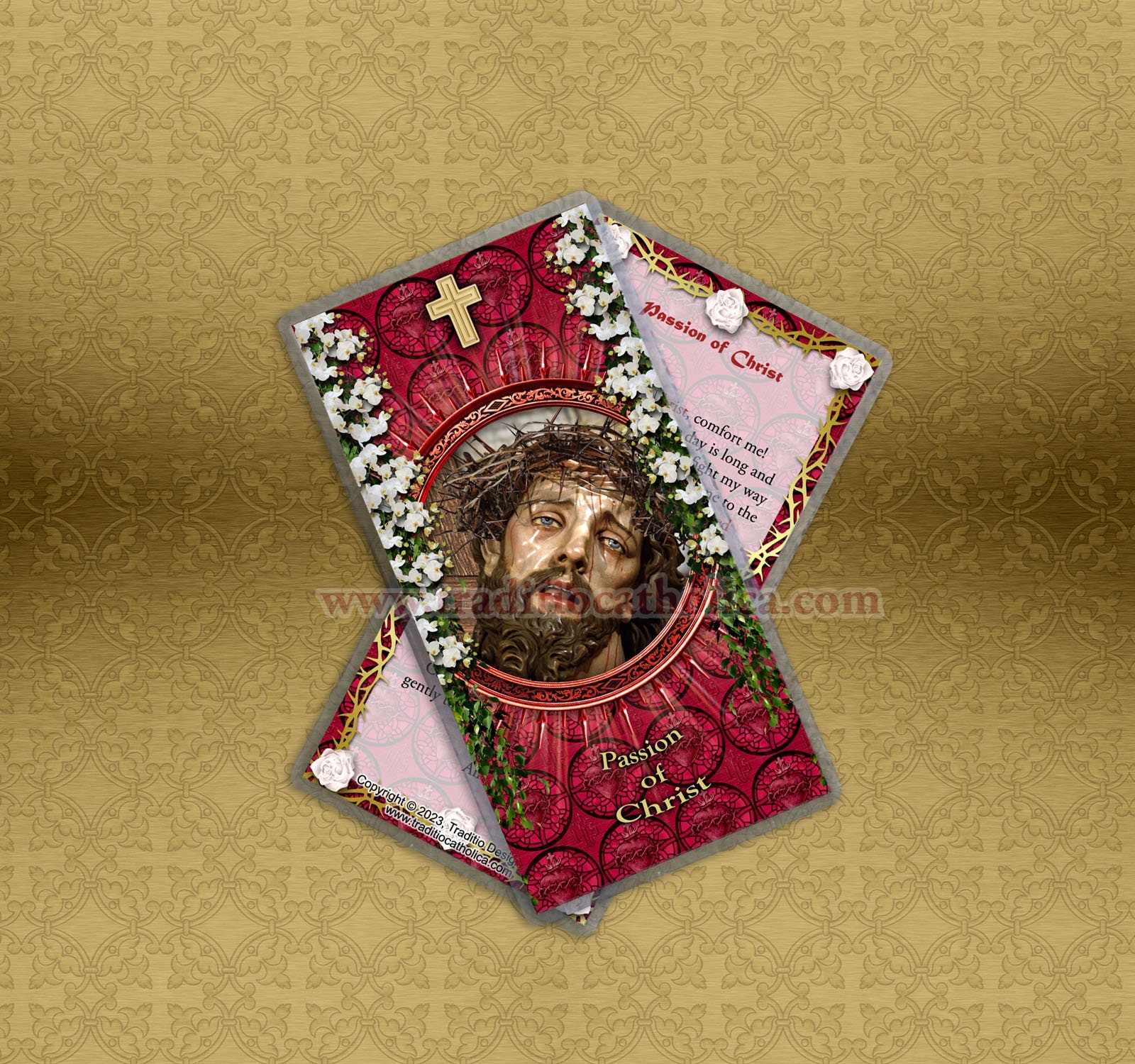 Passion of Christ Catholic Holy Prayer card. Jesus Holy Card