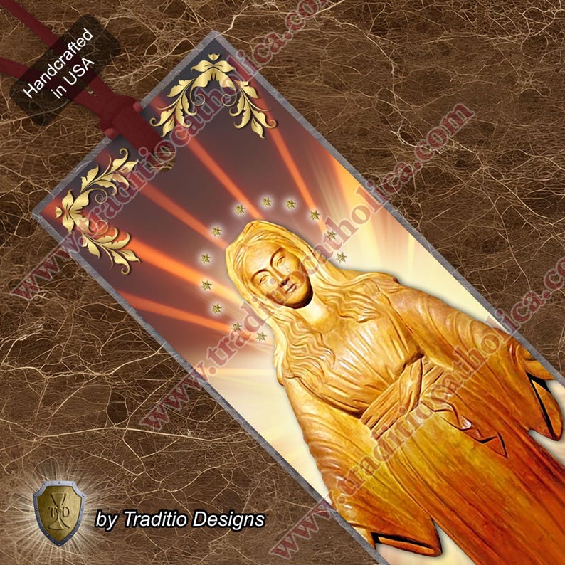 Our Lady of Akita, Japan Laminated Bible Scripture Bookmark. Statue of ...