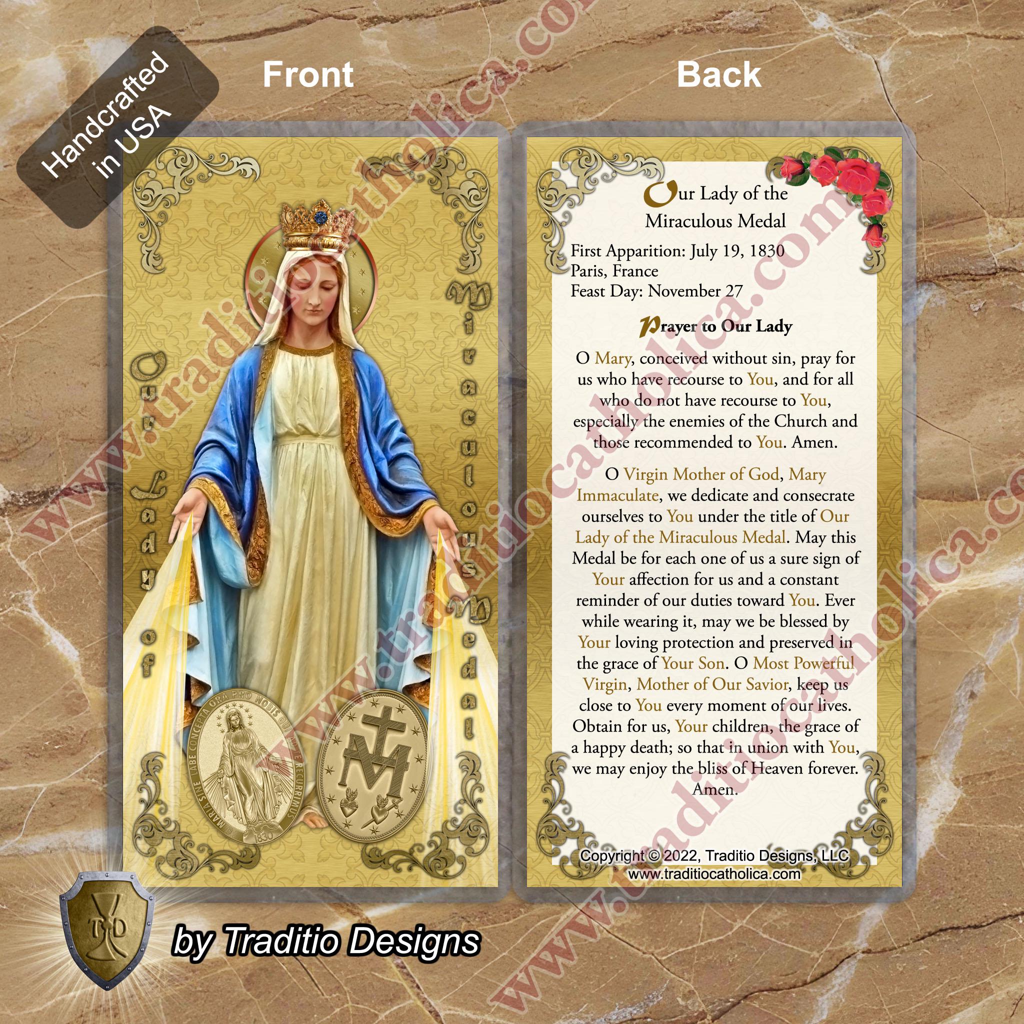 Our Lady of the Miraculous Medal France Laminated Catholic Holy Cards ...