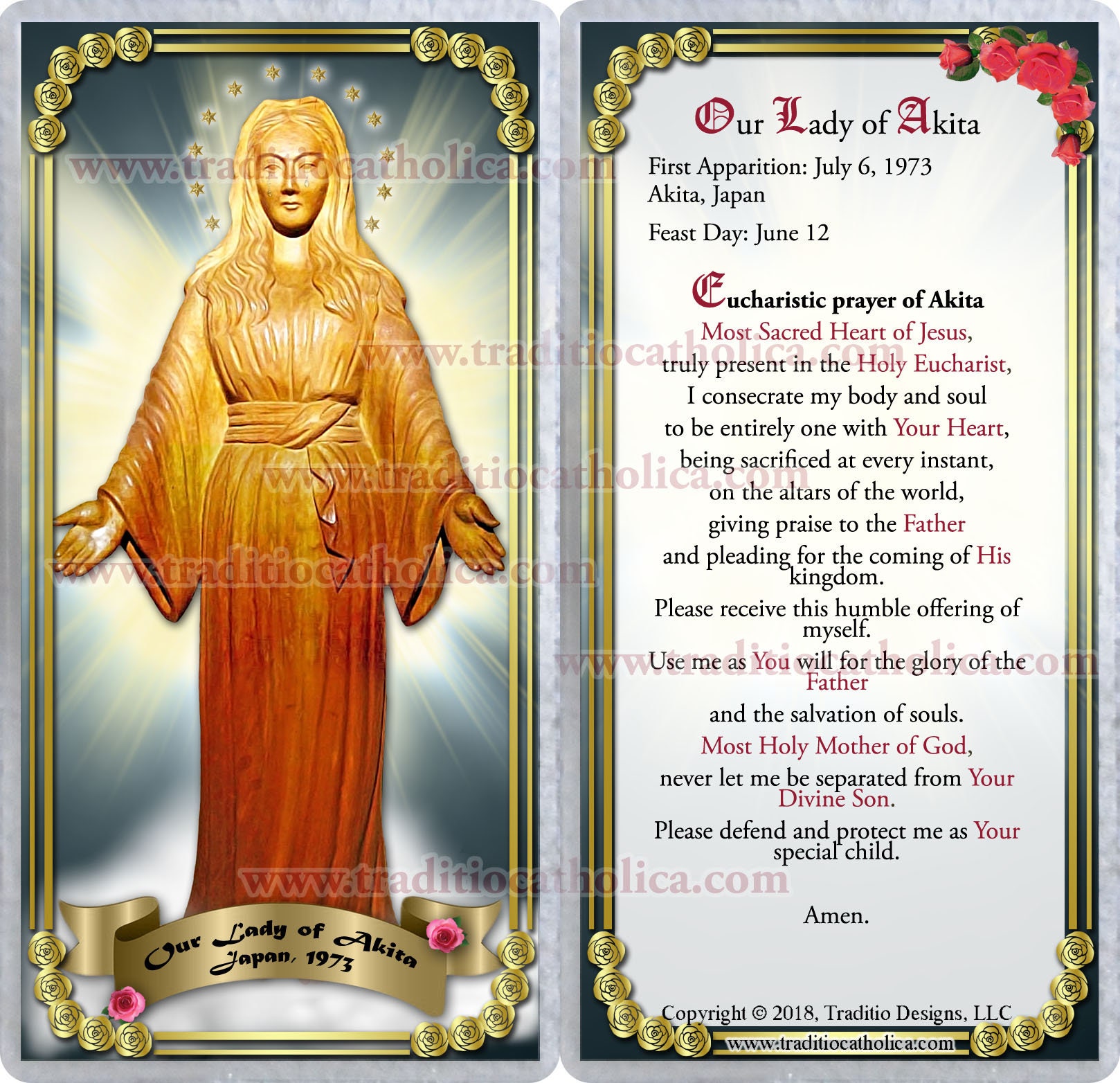 Our Lady of Akita Laminated Holy Prayer Cards. Our Lady of - Etsy Australia