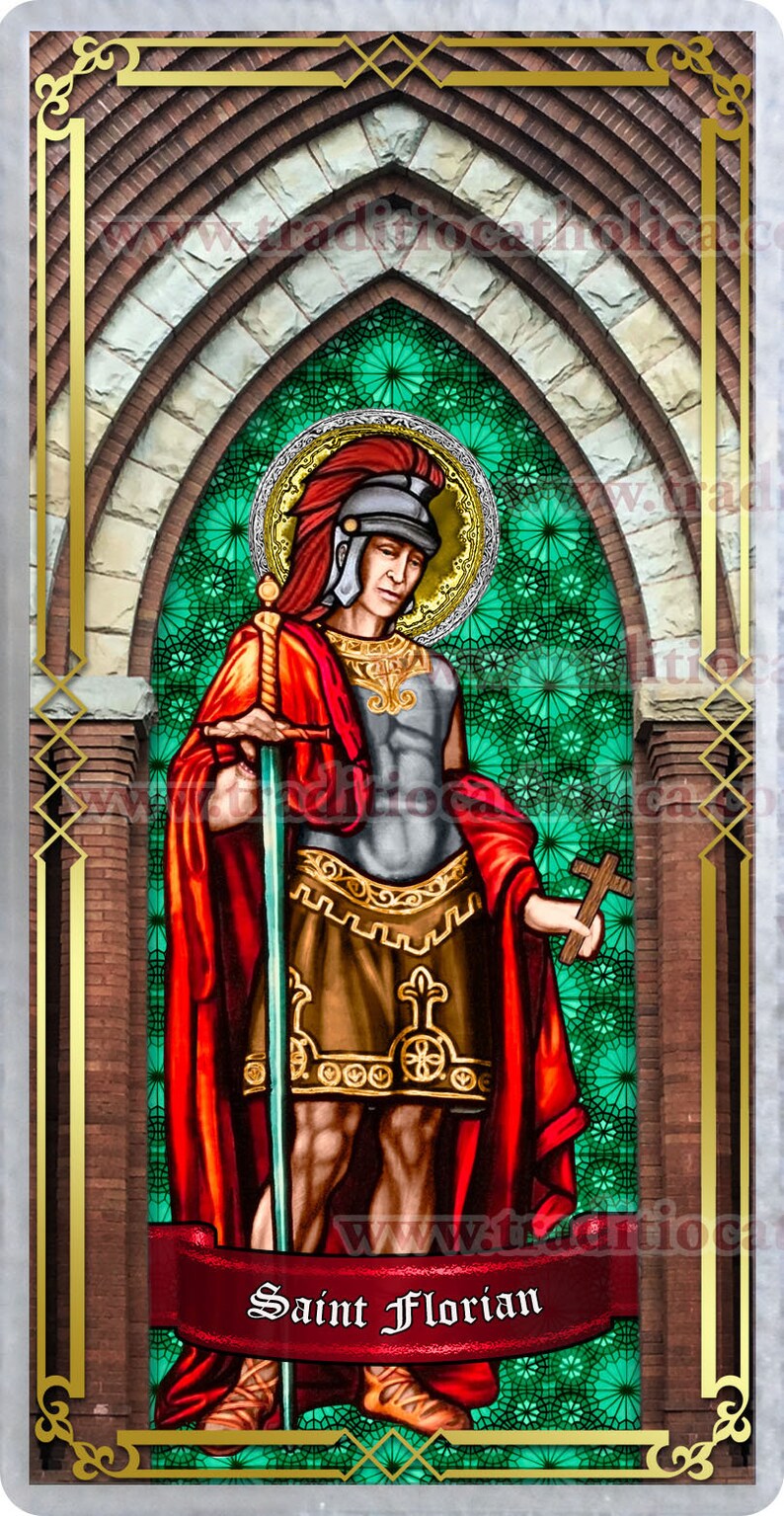 Saint Florian laminated Holy prayer cards. Patron saint of Etsy