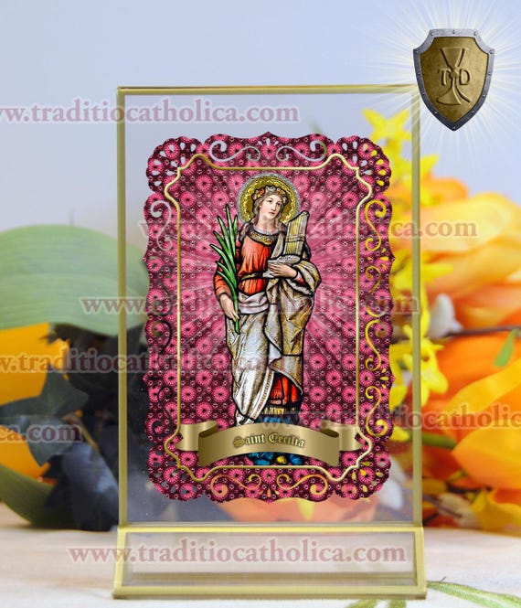 Saint St Cecilia, Italy Laminated Prayer Cards. Saint Cecilia