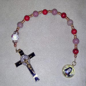 St. Therese of Lisieux Limited Edition Royal Precious Decade Relic Rosary with 18K Gold plating and quality stones