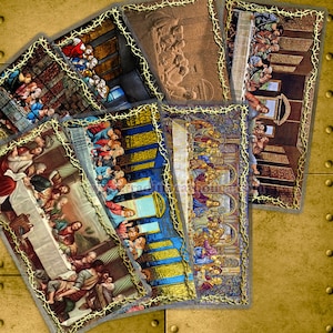 Set 4 de estampas sagradas de la Santa Comunión de la Última Cena. Oración después de la Comunión